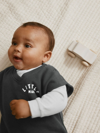 Grey Little Man Baby Gilet Top and Leggings Set (0mths-2yrs) image 4