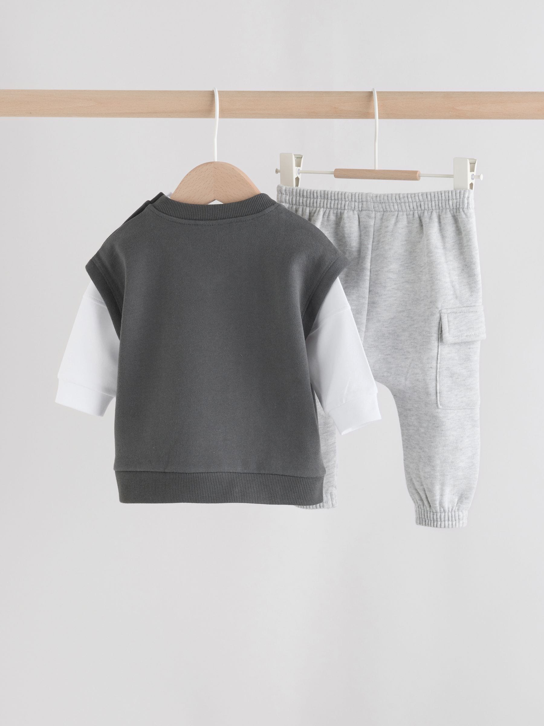 Grey Little Man Baby Gilet Top and Leggings Set (0mths-2yrs) image 7
