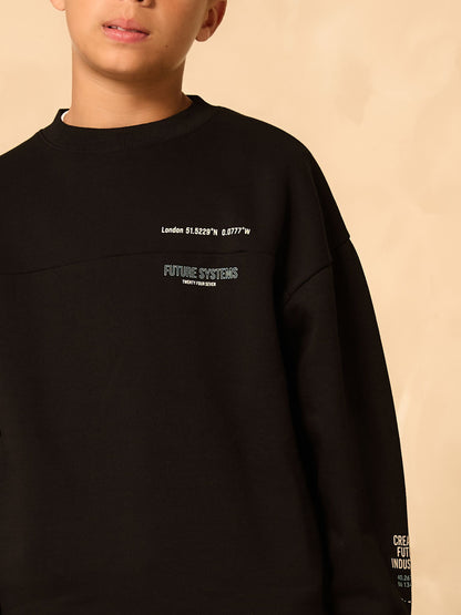 Black Utility Crew Hoodie and Joggers Set (3-16yrs) - image 3