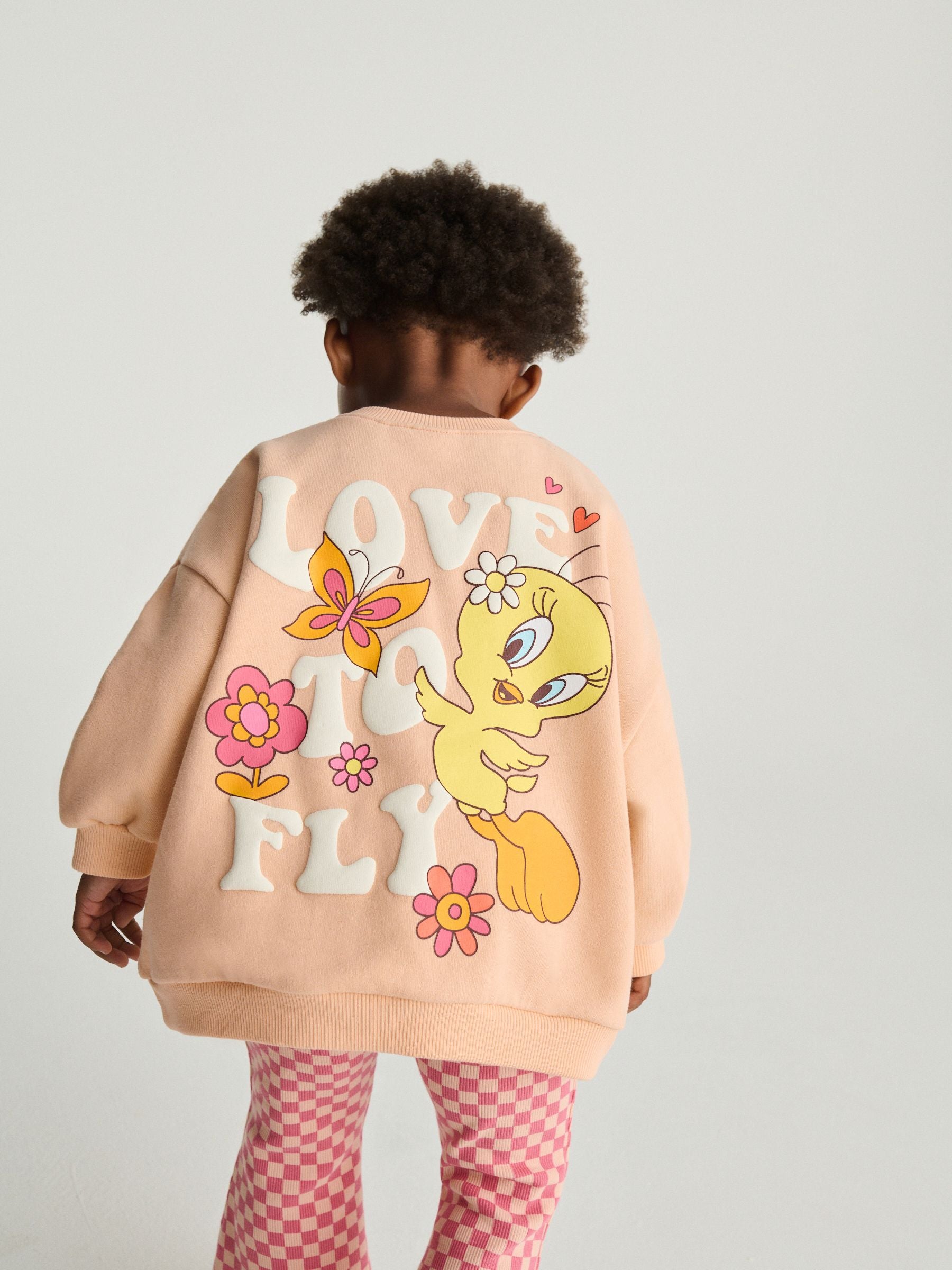 Peach Pink Tweety Sweatshirt & Flare Leggings Set (3mths-7yrs) image 1