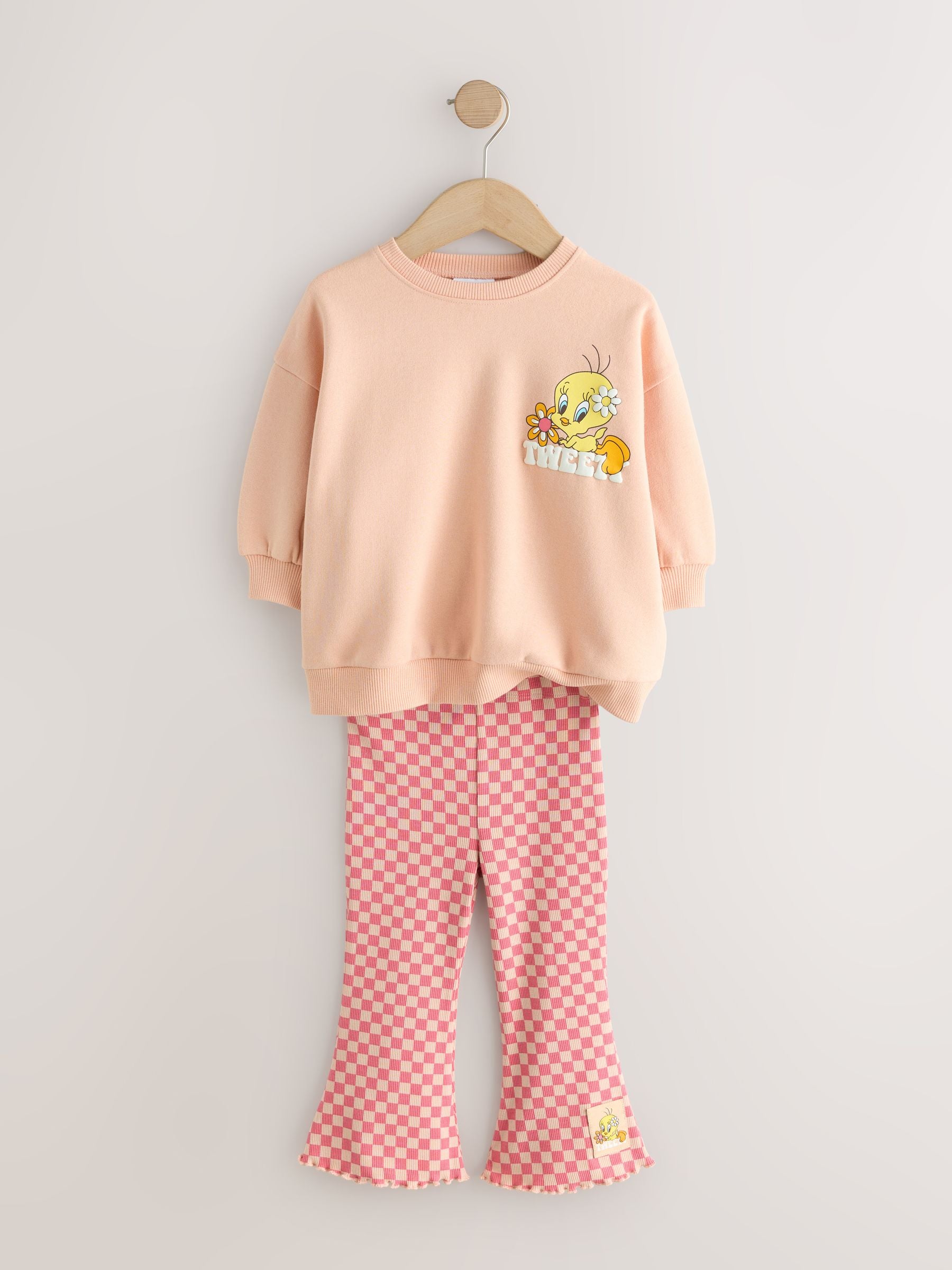 Peach Pink Tweety Sweatshirt & Flare Leggings Set (3mths-7yrs) image 7