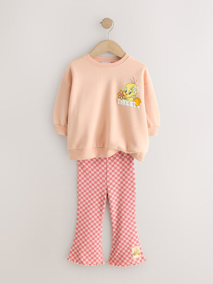 Peach Pink Tweety Sweatshirt & Flare Leggings Set (3mths-7yrs) image 7