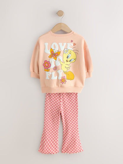 Peach Pink Tweety Sweatshirt & Flare Leggings Set (3mths-7yrs) image 8