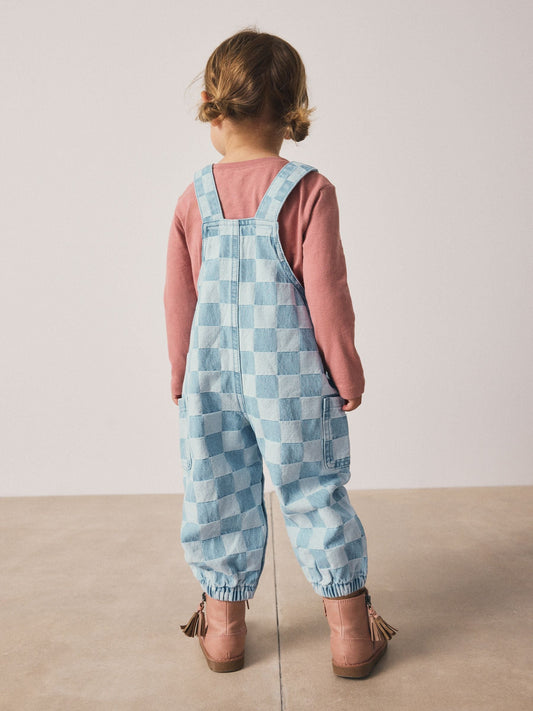 Mid Blue Checked Dungarees (3mths-7yrs)