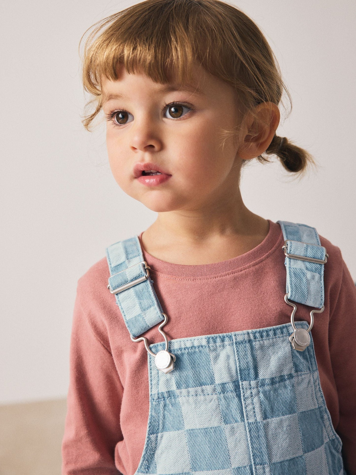 Mid Blue Checked Dungarees (3mths-7yrs)