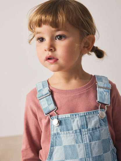 Mid Blue Checked Dungarees (3mths-7yrs)