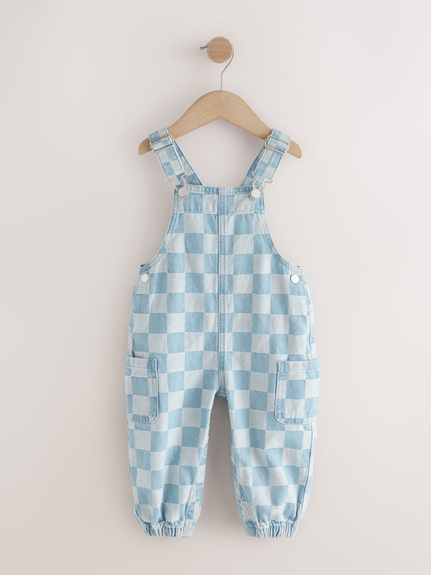 Mid Blue Checked Dungarees (3mths-7yrs)