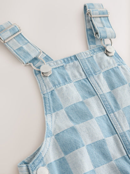 Mid Blue Checked Dungarees (3mths-7yrs)