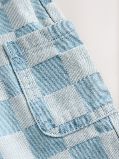Mid Blue Checked Dungarees (3mths-7yrs)