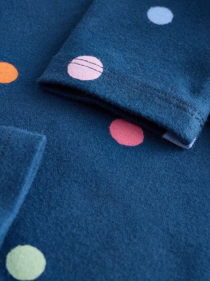 Navy Rainbow Spot Long Sleeve Roll Neck Top (3mths-7yrs) Immediate