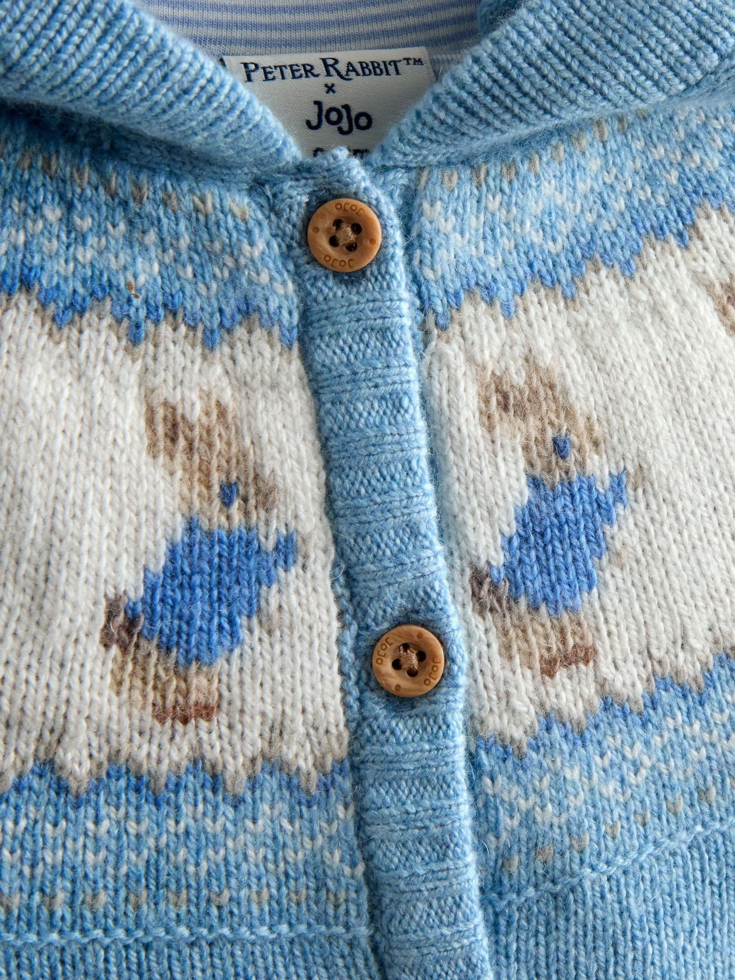 Dsiney Kidz - JoJo Maman Bébé Blue Peter Rabbit Fair Isle Knit Cardigan image 4
