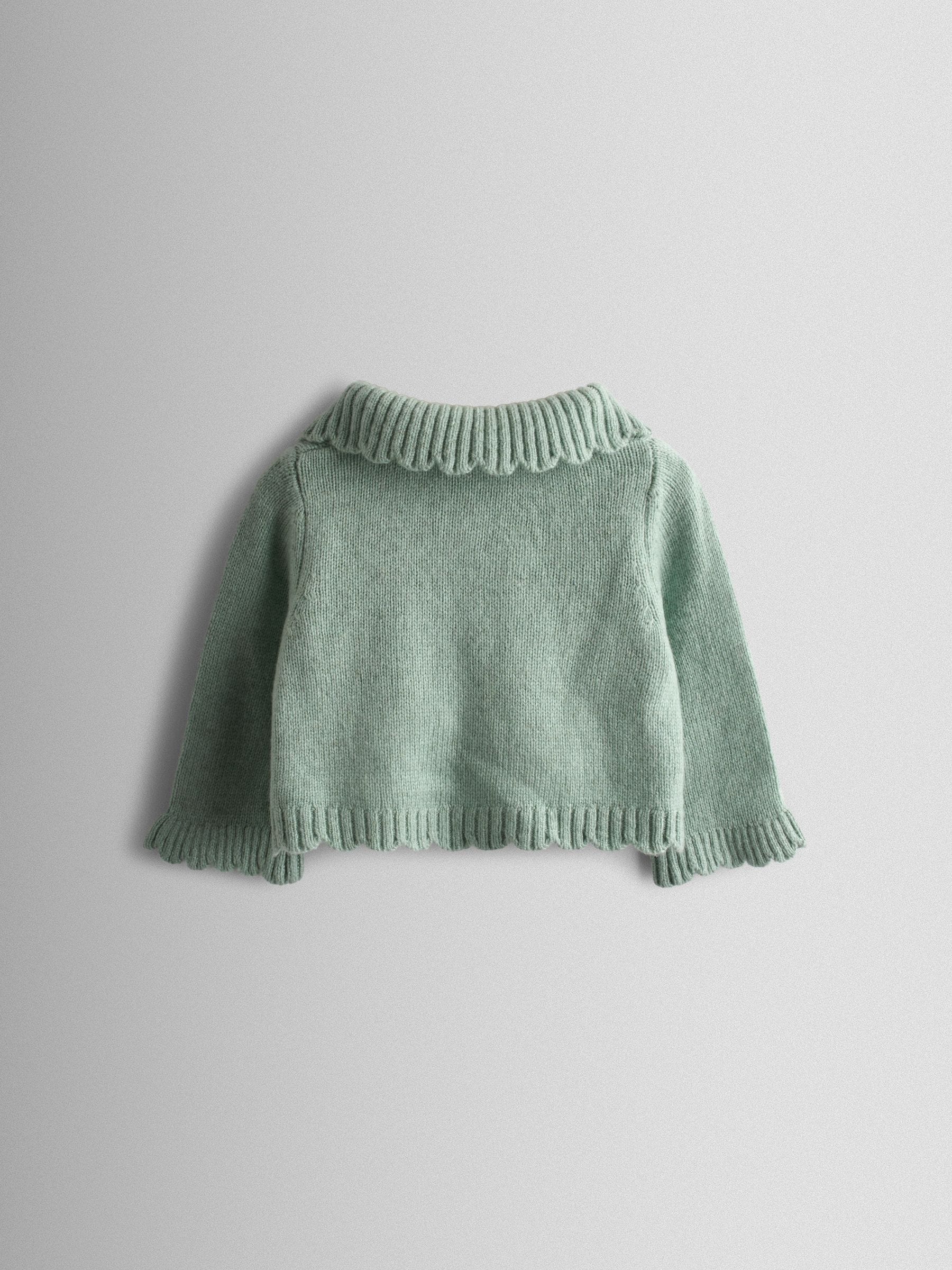 Dsiney Kidz - JoJo Maman Bébé Green Flopsy Bunny Frill Collar Embroidered Cardigan image 2