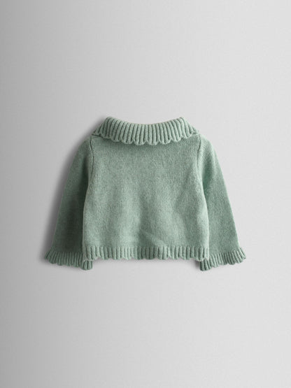 Dsiney Kidz - JoJo Maman Bébé Green Flopsy Bunny Frill Collar Embroidered Cardigan image 2