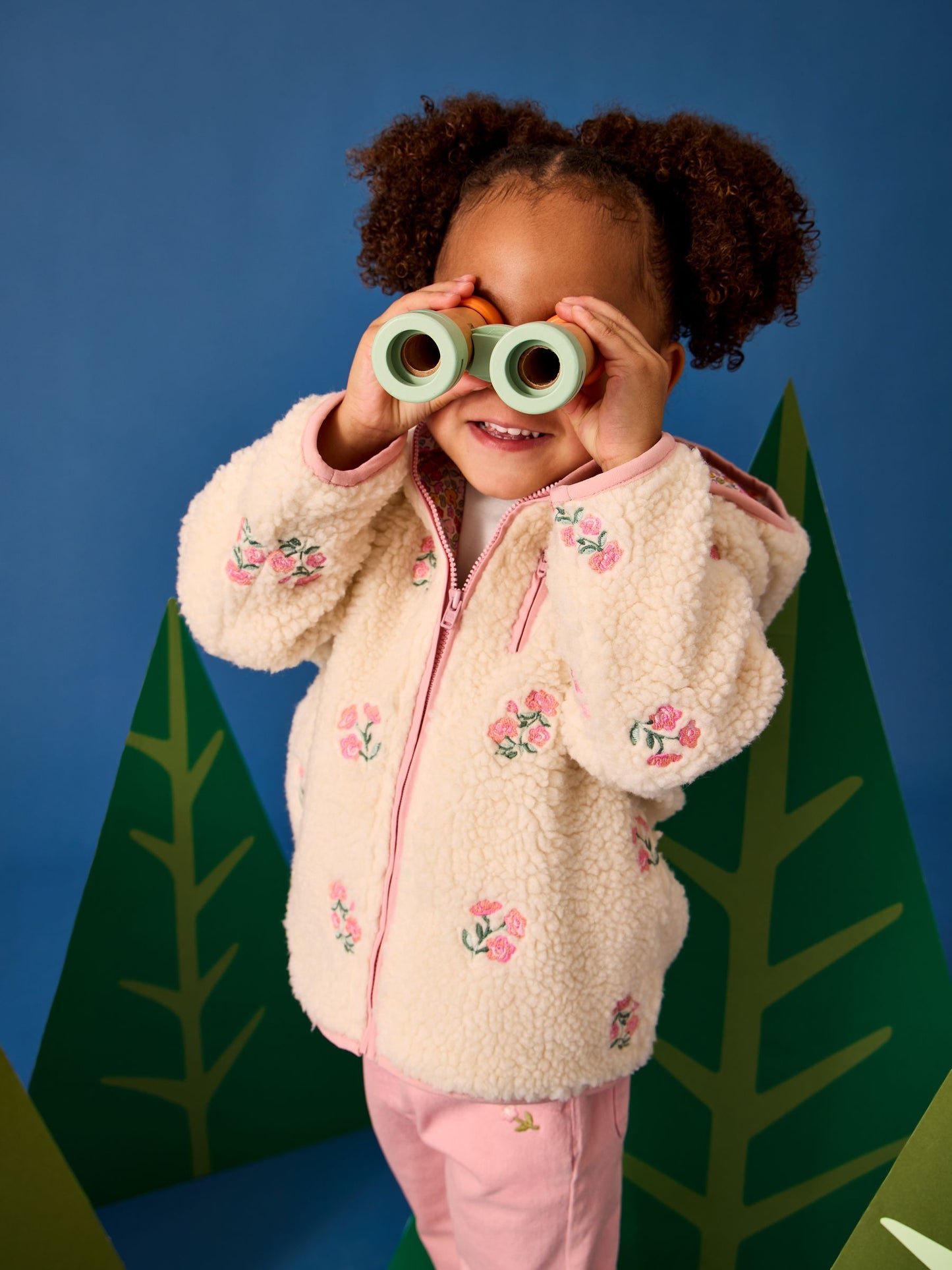 Dsiney Kidz - JoJo Maman Bébé Pink Floral Embroidered Reversible Fleece image 1