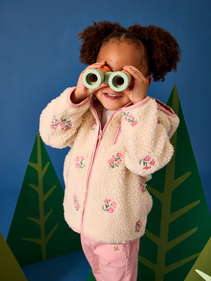 Dsiney Kidz - JoJo Maman Bébé Pink Floral Embroidered Reversible Fleece image 1