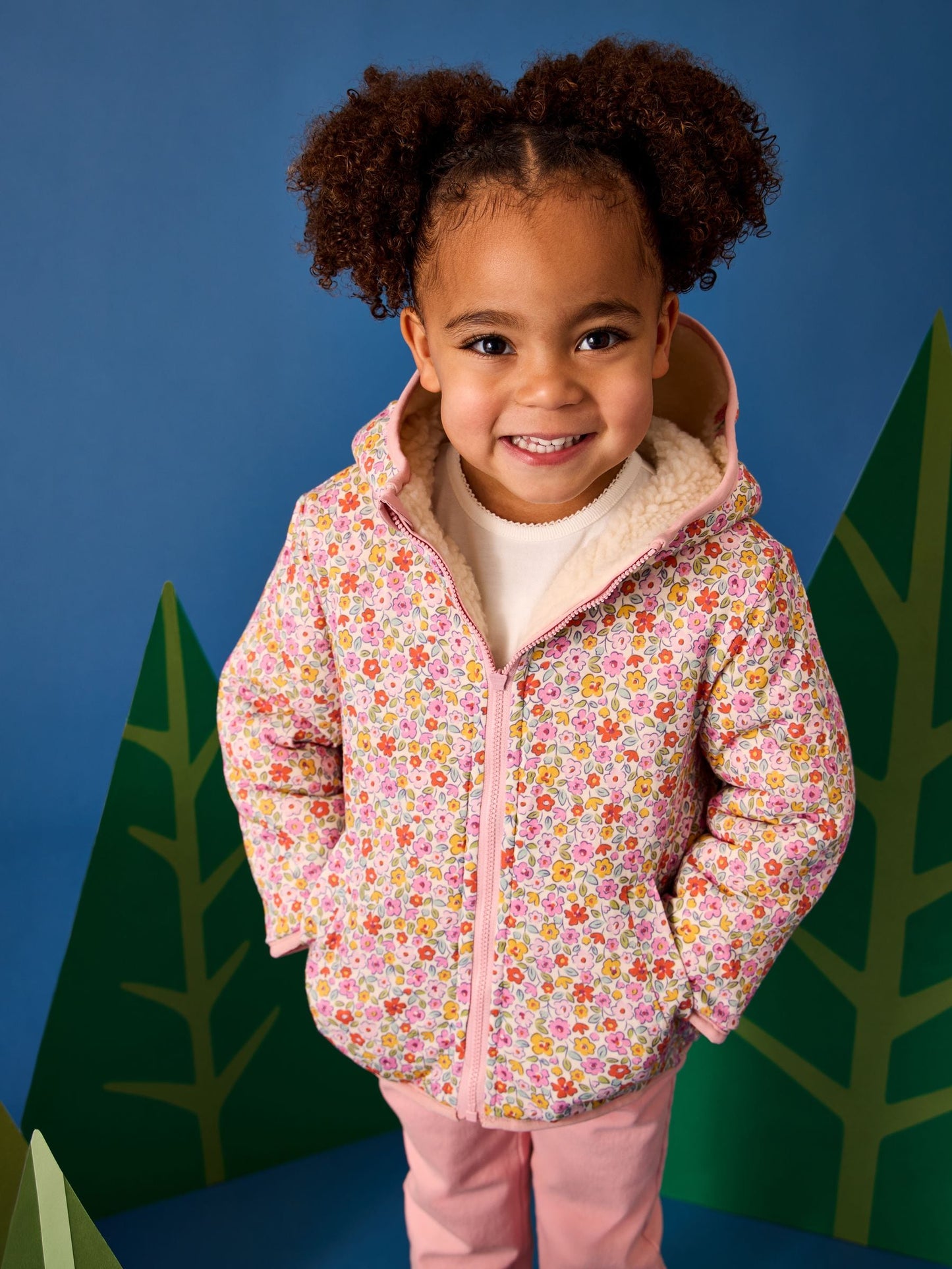 Dsiney Kidz - JoJo Maman Bébé Pink Floral Embroidered Reversible Fleece image 2