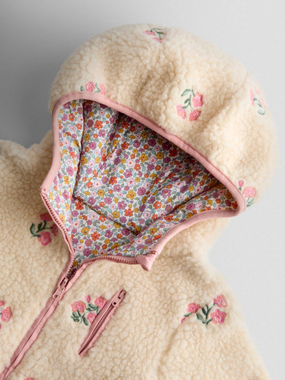 Dsiney Kidz - JoJo Maman Bébé Pink Floral Embroidered Reversible Fleece image 8