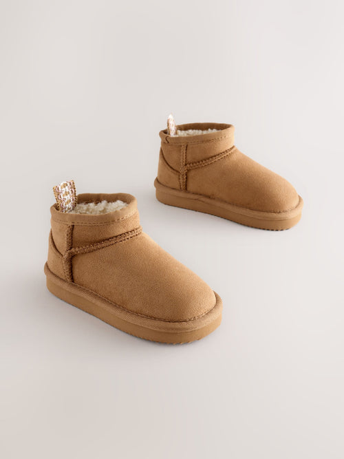 Tan Brown Slipper Pull On Ankle Boots image 1