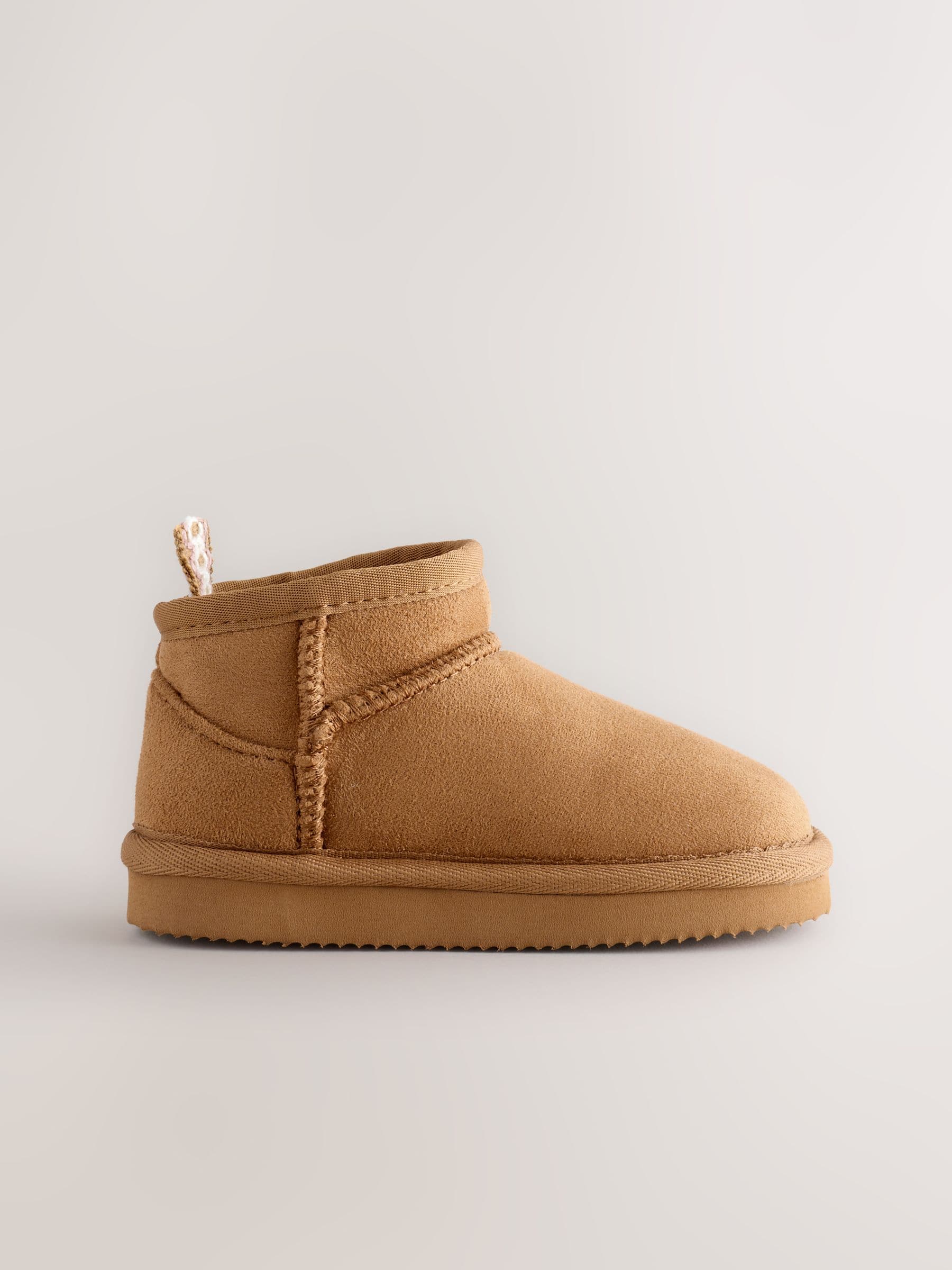 Tan Brown Slipper Pull On Ankle Boots image 3