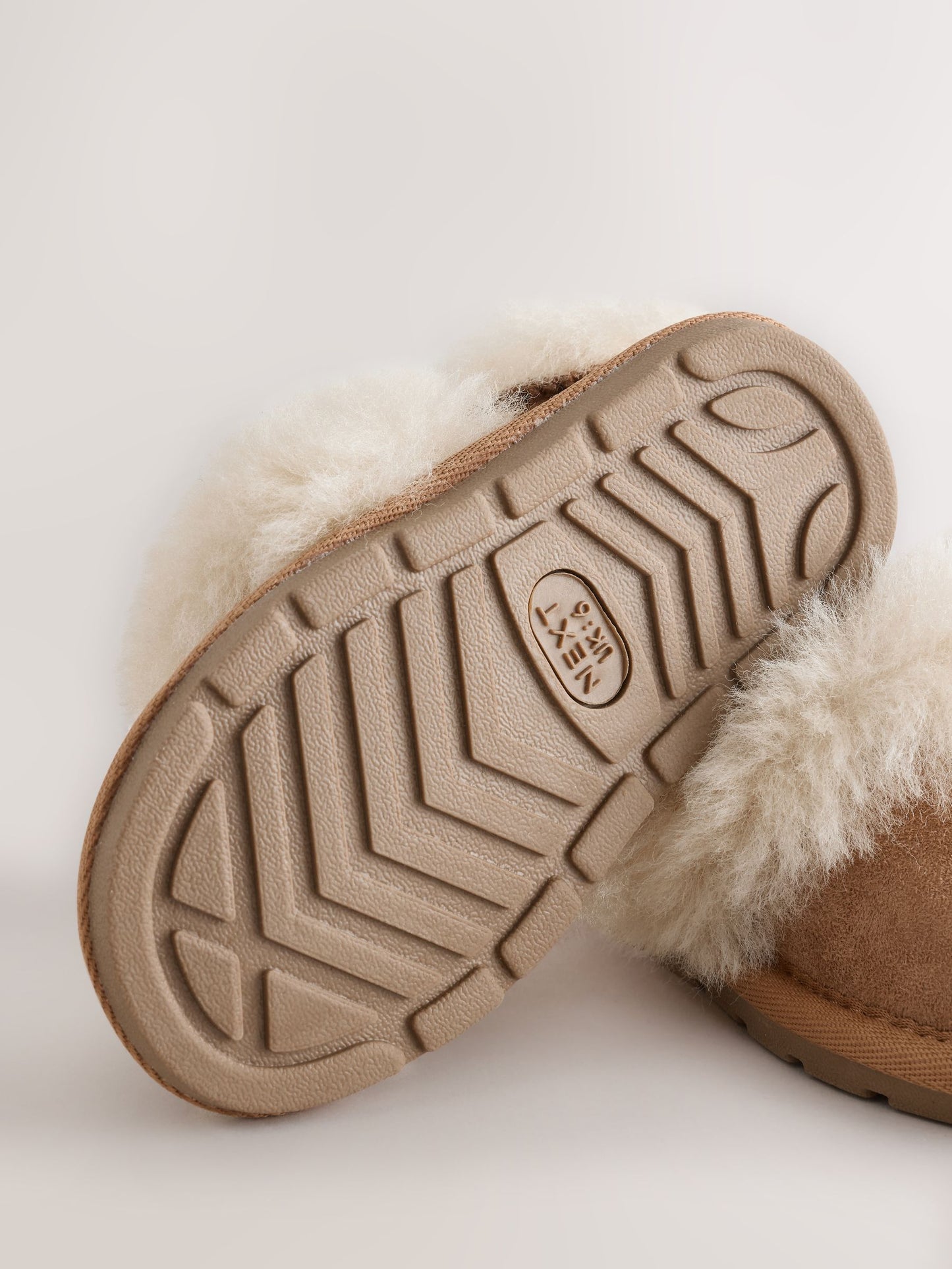 Tan Brown Suede Sheepskin Lined Slippers image 4