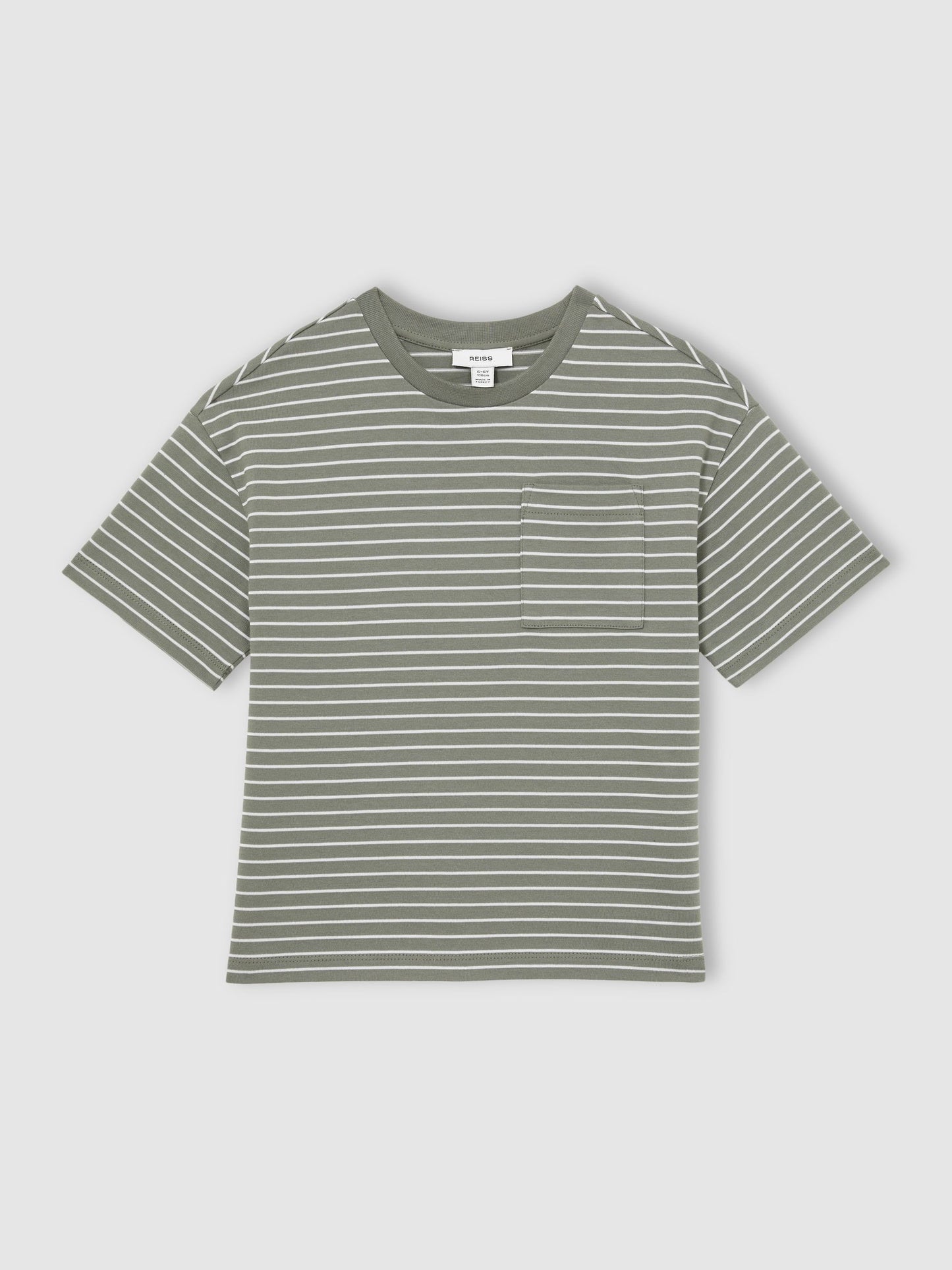 Dsiney Kidz - Reiss Sage/White Paudie 9-13 yrs Cotton-Blend Stripe T-Shirt image 2