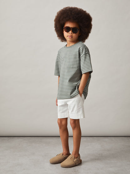 Dsiney Kidz - Reiss Sage/White Paudie 9-13 yrs Cotton-Blend Stripe T-Shirt image 3