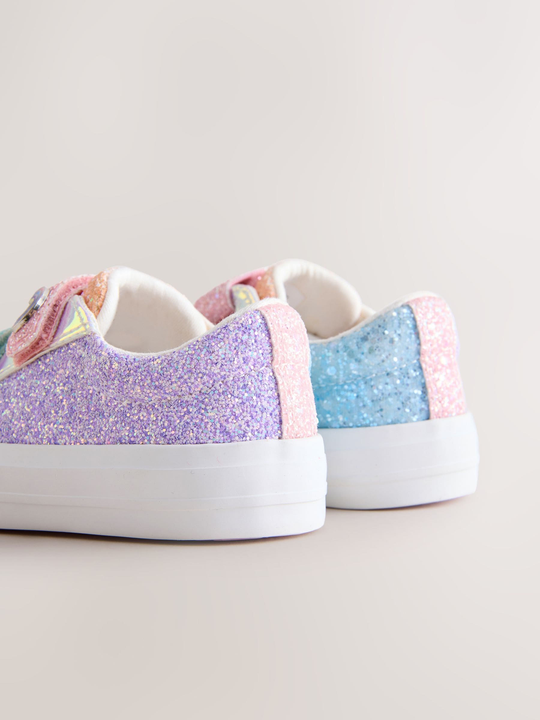 Multi Rainbow Glitter Standard Fit (F) Chunky Trainers With Touch Fastening image 5