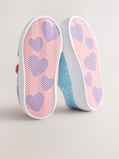 Multi Rainbow Glitter Standard Fit (F) Chunky Trainers With Touch Fastening image 6