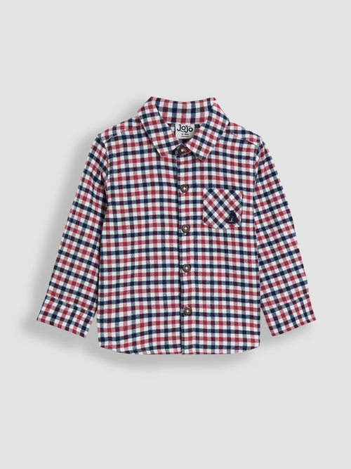 JoJo Maman Bébé Burgundy Red Tattersall Check Shirt image 1
