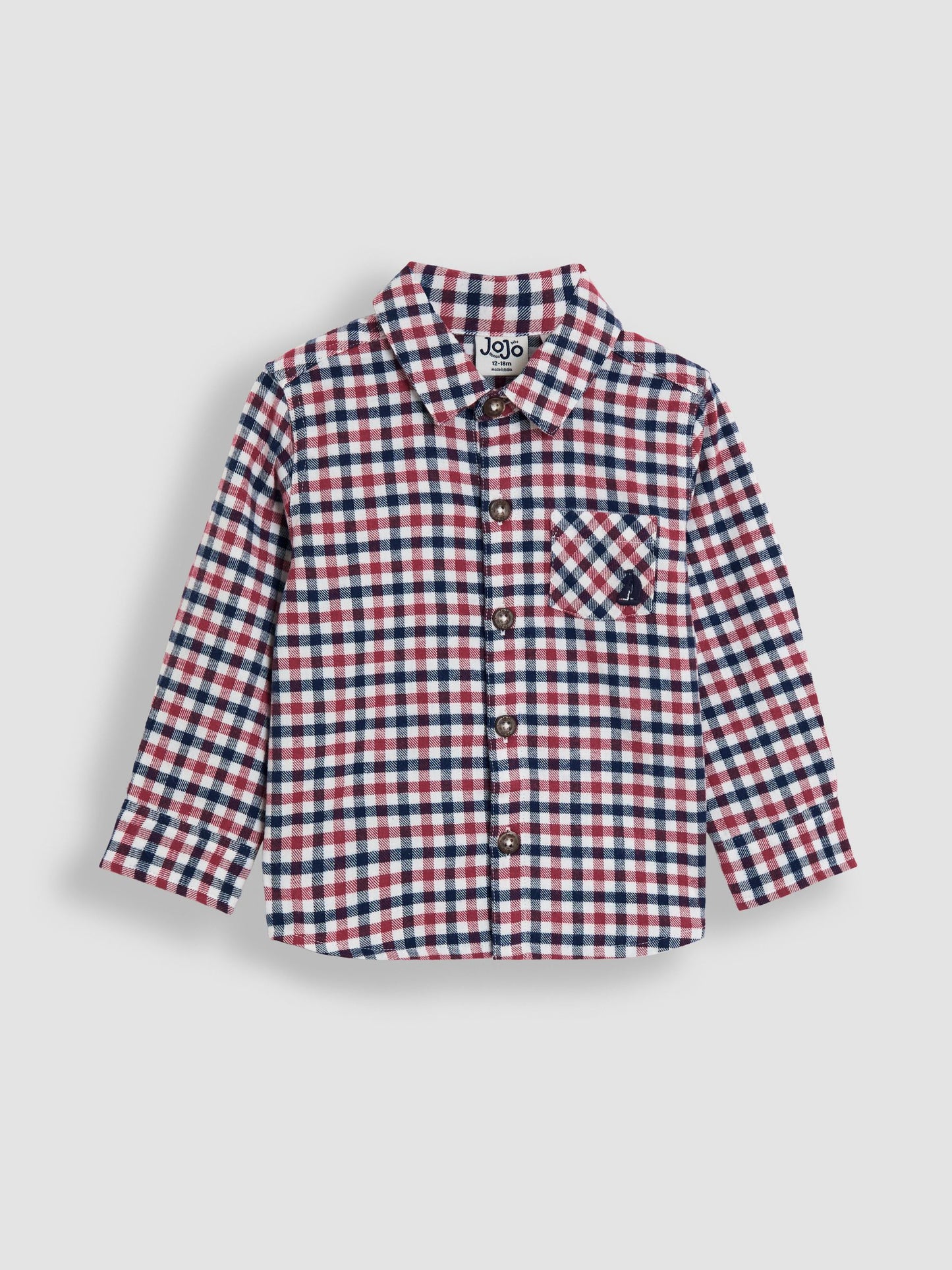 JoJo Maman Bébé Burgundy Red Tattersall Check Shirt image 1