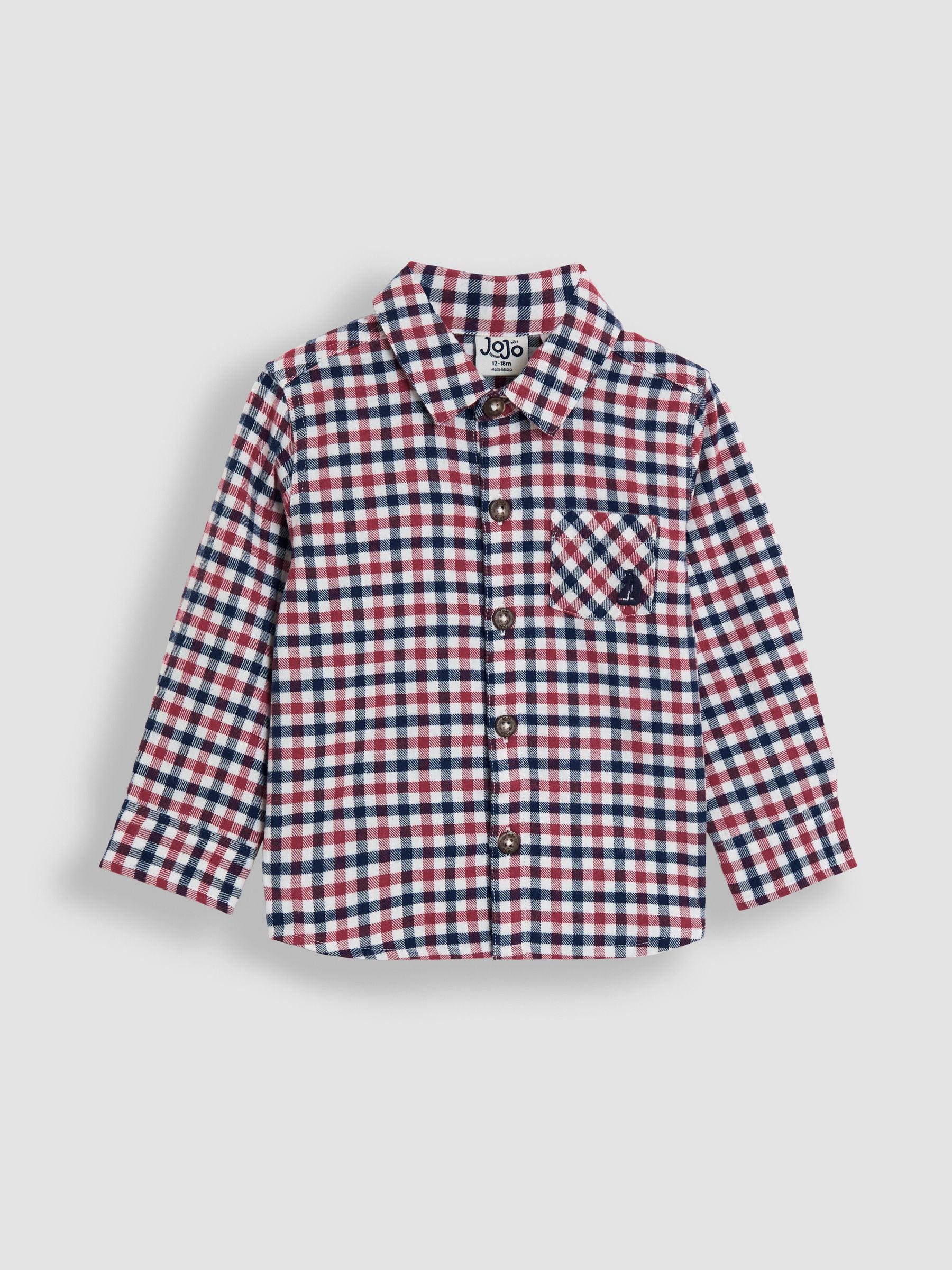 JoJo Maman Bébé Burgundy Red Tattersall Check Shirt image 1