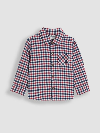 JoJo Maman Bébé Burgundy Red Tattersall Check Shirt image 1