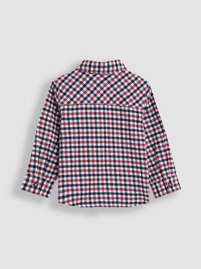 JoJo Maman Bébé Burgundy Red Tattersall Check Shirt image 2
