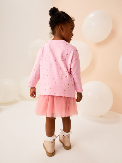 Pink Reindeer Long Sleeve Bag T-Shirt (9mths-7yrs)