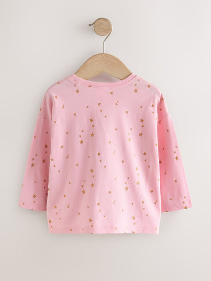 Pink Reindeer Long Sleeve Bag T-Shirt (9mths-7yrs)