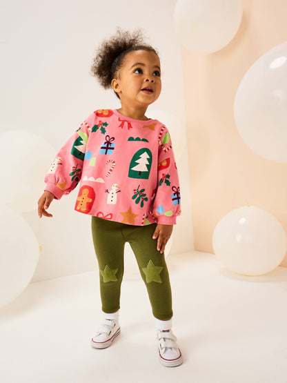Pink Christmas Long Sleeve T-Shirt (3mths-7yrs)
