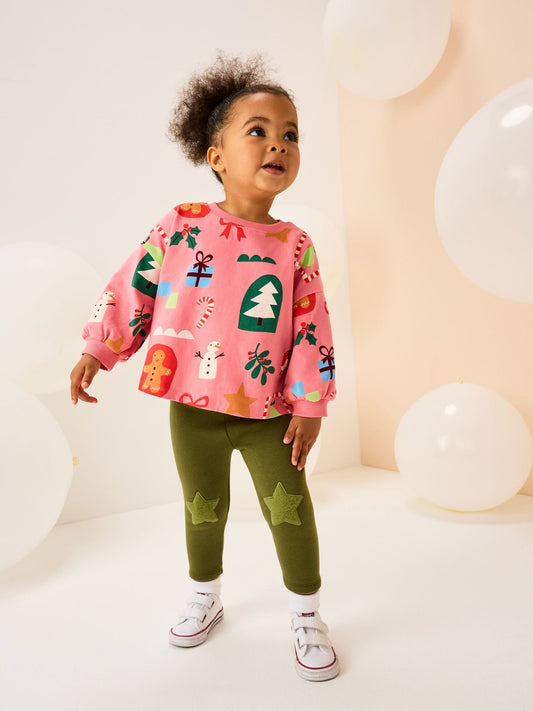 Pink Christmas Long Sleeve T-Shirt (3mths-7yrs)