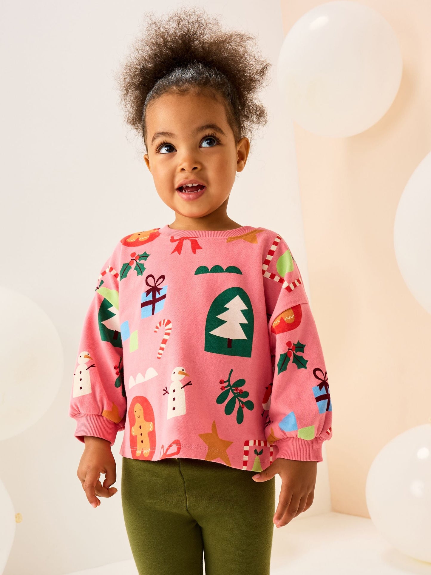 Pink Christmas Long Sleeve T-Shirt (3mths-7yrs)