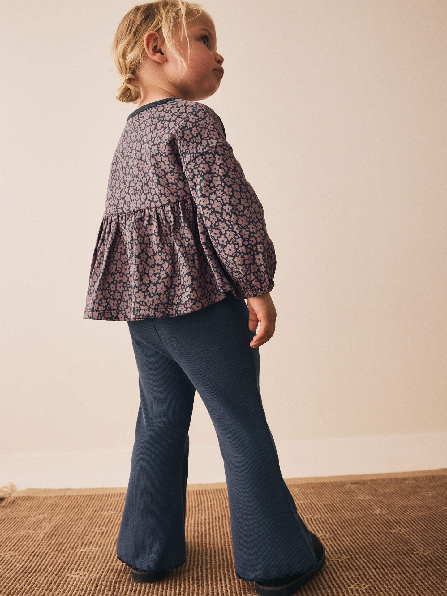 Charcoal Grey Dog Character Long Sleeve Peplum Flare Tops Set (3mths-7yrs) image 3