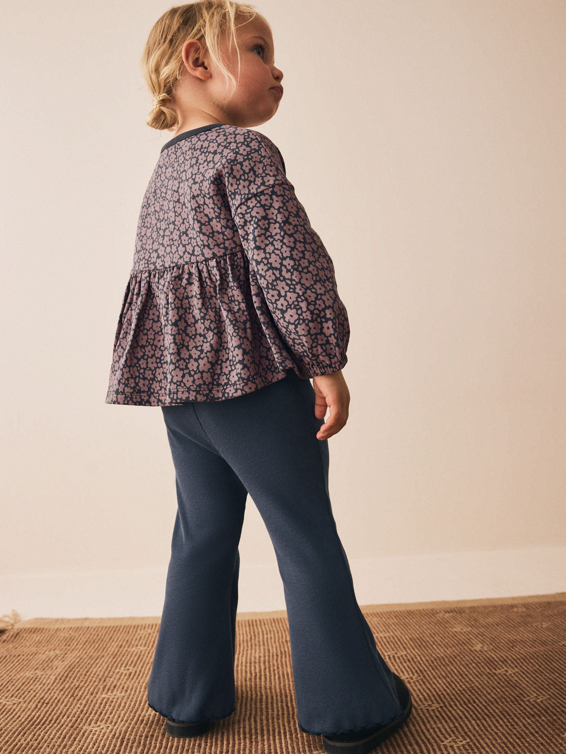 Charcoal Grey Dog Character Long Sleeve Peplum Flare Tops Set (3mths-7yrs) image 3
