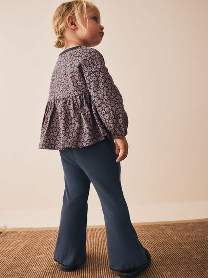 Charcoal Grey Dog Character Long Sleeve Peplum Flare Tops Set (3mths-7yrs) image 3