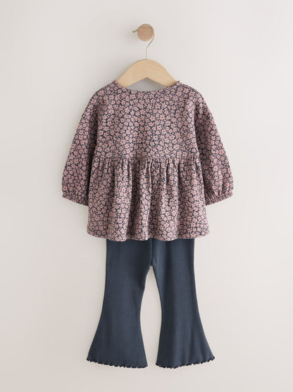 Charcoal Grey Dog Character Long Sleeve Peplum Flare Tops Set (3mths-7yrs) image 6