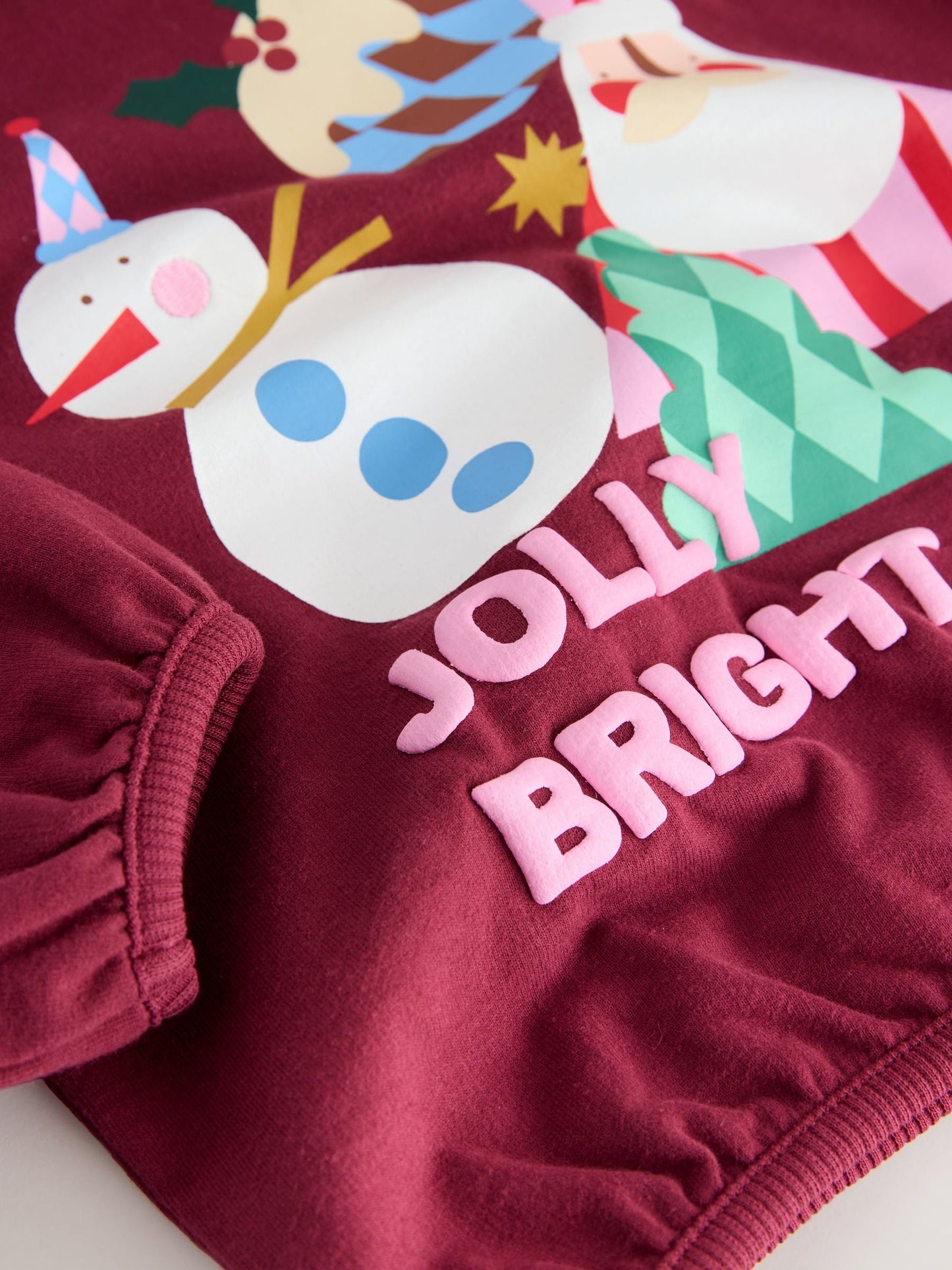 Burgundy Red Santa Long Sleeve Top and Barrel Trousers Set (3mths-7yrs)