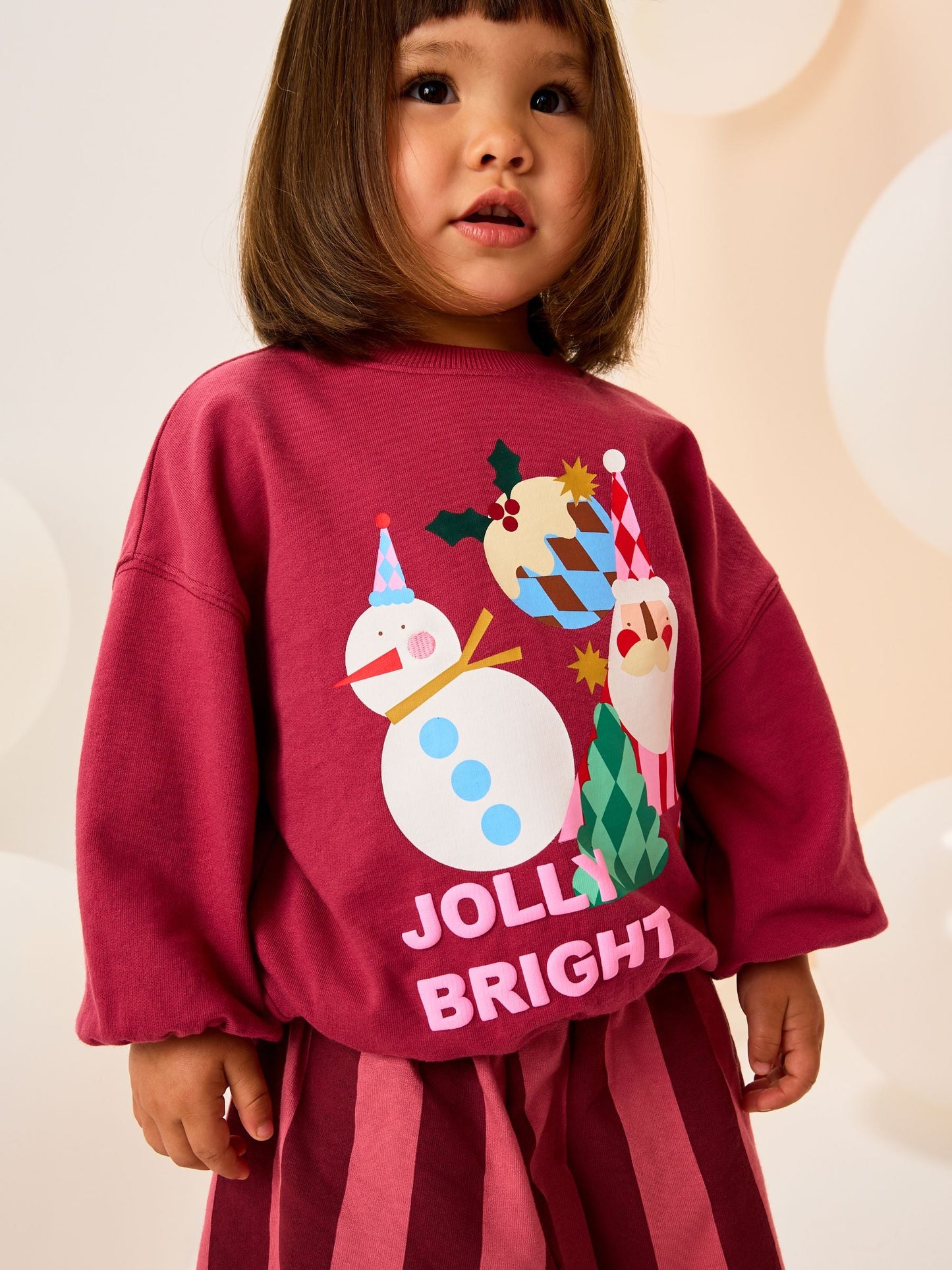 Burgundy Red Santa Long Sleeve Top and Barrel Trousers Set (3mths-7yrs)