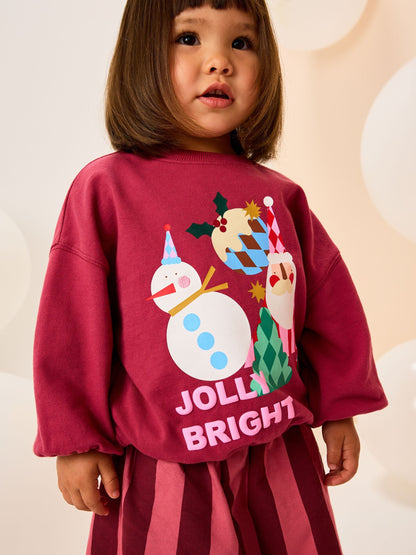 Burgundy Red Santa Long Sleeve Top and Barrel Trousers Set (3mths-7yrs)