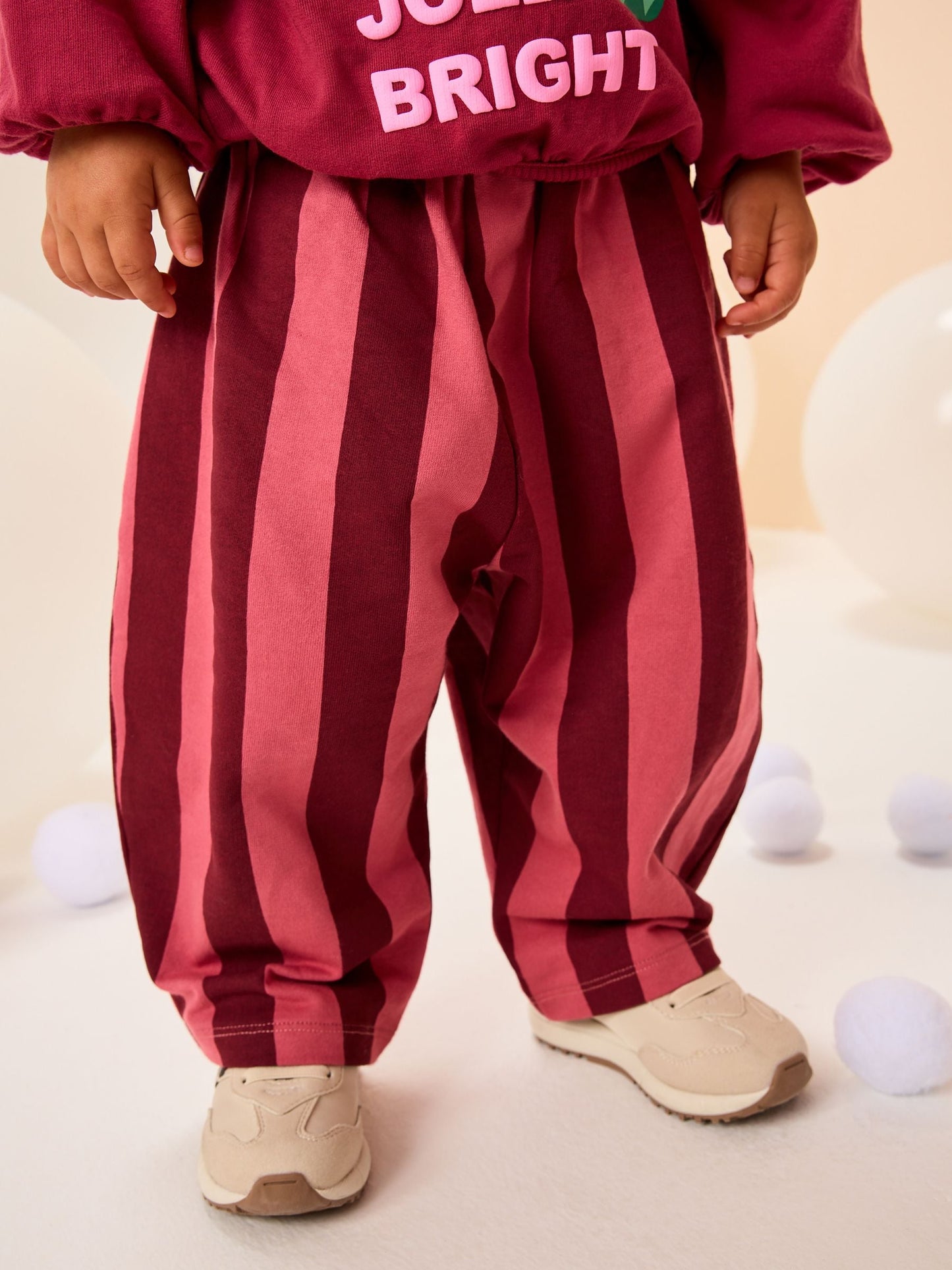 Burgundy Red Santa Long Sleeve Top and Barrel Trousers Set (3mths-7yrs)