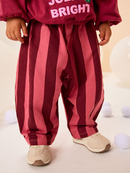 Burgundy Red Santa Long Sleeve Top and Barrel Trousers Set (3mths-7yrs)