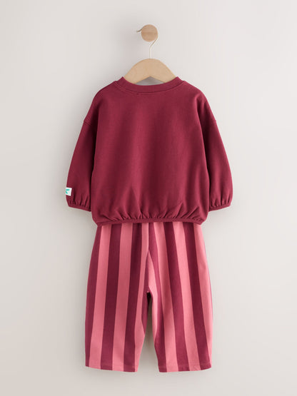 Burgundy Red Santa Long Sleeve Top and Barrel Trousers Set (3mths-7yrs)