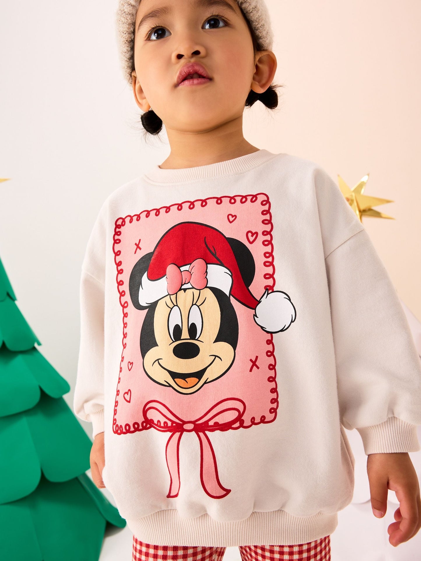 Ecru/Red Minnie Mouse Christmas Long Sleeve Top and Flare Set (3mths-7yrs)
