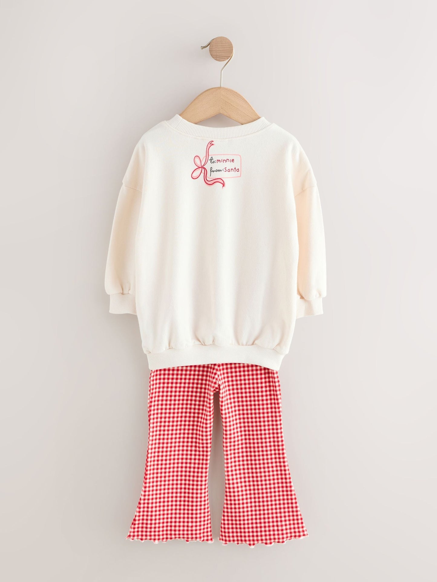 Ecru/Red Minnie Mouse Christmas Long Sleeve Top and Flare Set (3mths-7yrs)